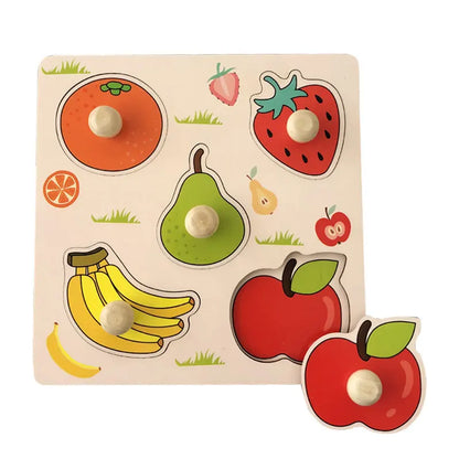 Baby Wooden Puzzles Montessori Toys 1 2 Years Toddler Toys Hand Grab Board Alphabet Number Cognition Learning Educational Toys