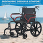 18“Large wheels Wheelchair with Hand Brake Lightweight Foldable Wheelchair for Elderly, Durable Home & Outdoor Patient