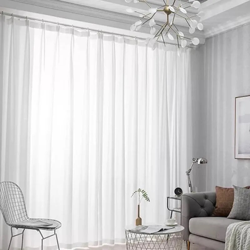 Fluttering Soft Solid White Tulle Yarn Chiffon Gauze Curtains for Living Room Bedroom Window Home Decoration Voile Drapes