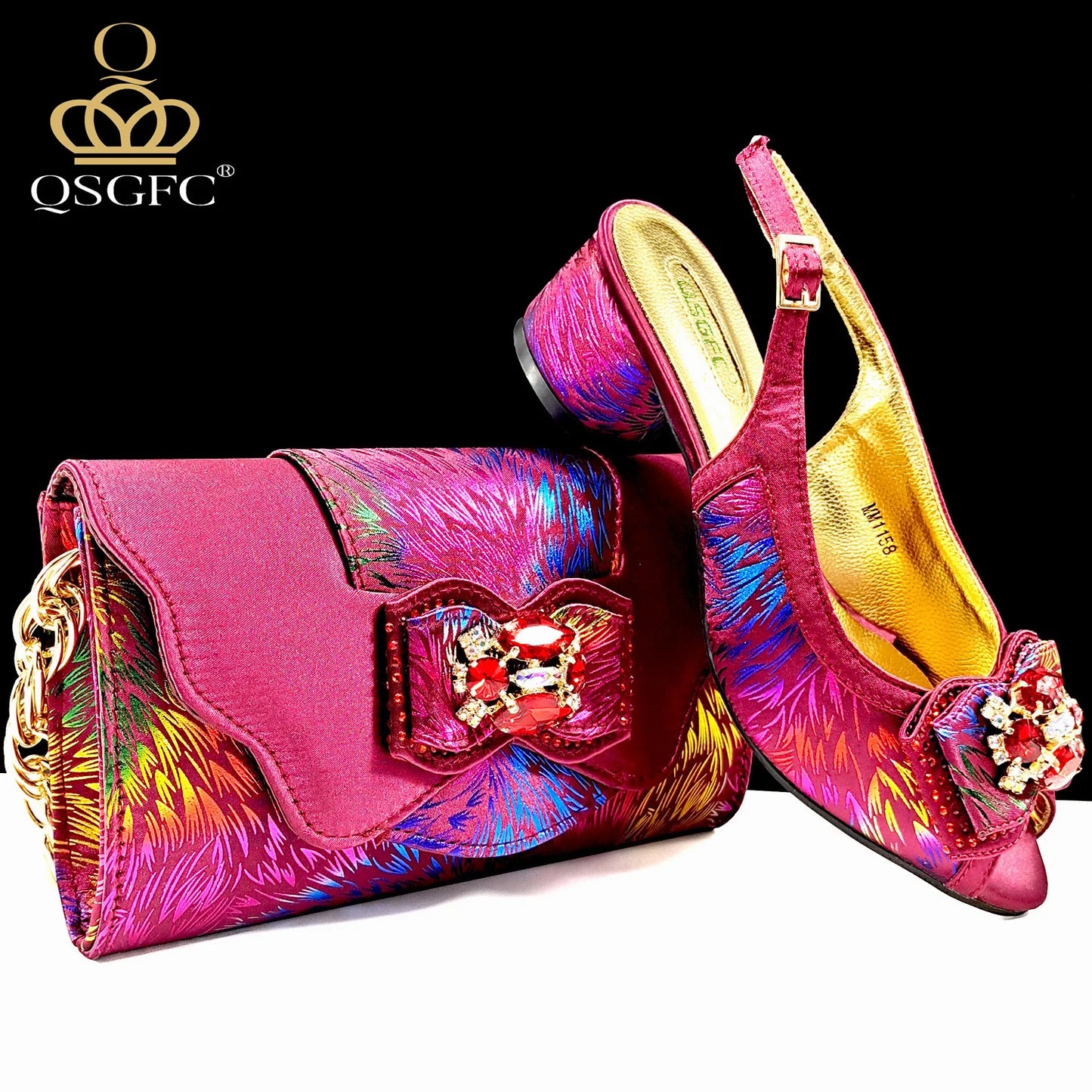 Nigerian Style Women Heels Shoes And Elegant Bag Set Color Matching Handbag Wedding Party Women Shoes