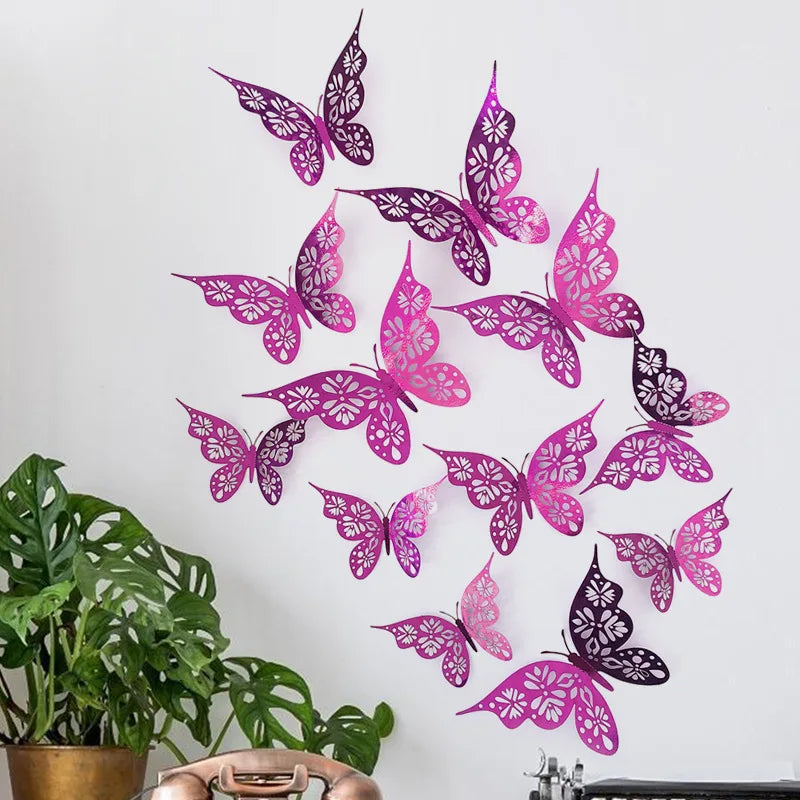 Purple Pink Butterfly Cake Decoration Happy Birthday Cake Topper Wedding Birthday Party Dessert Baking Decoration