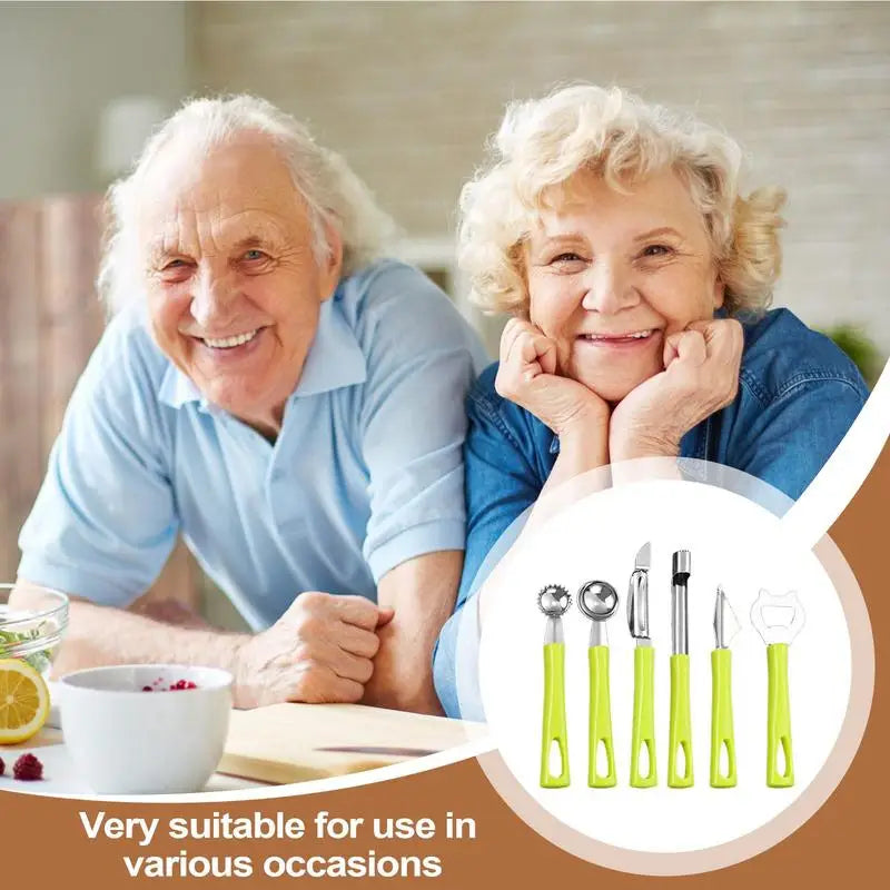 6pcs/set Creative Stainless Steel Apples Corer Fruit Seed Core Remover Slicer Knife Durable Kitchen Gadgets Vegetable Tools