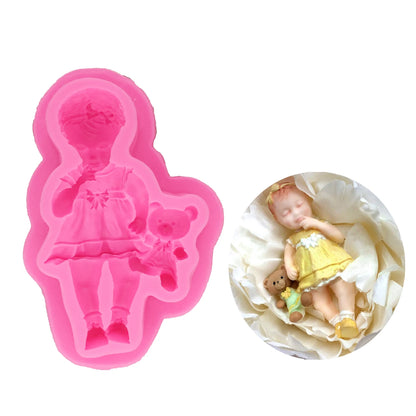 3D Sleep Baby Shape Cooking Tools Silicone Mold For Baking Kitchenware Chocolate Candy Jelly Fondant Cake Decorating