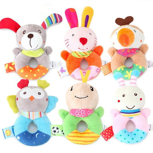 Baby plush rattle with cartoon, crib mobile bed bell toys for 012 months infants and toddlers, early educational toy for newborn