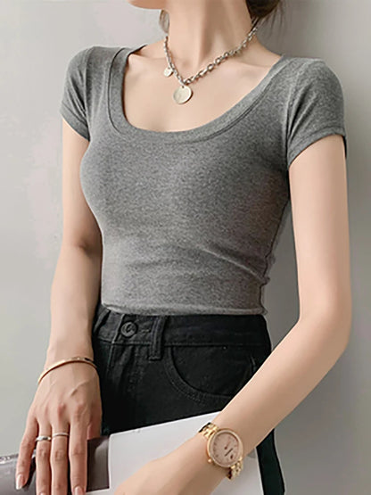 Women Cotton T Shirt Summer  Slim Top   16 Colors