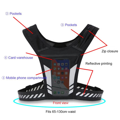 1pc Running Vest Phone Holder for Men and Women, Waterproof Cell Phone and Key Pouch, Reflective Hydration Vest for Training and Free Workouts.