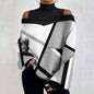 Women's Blouse Shirt New clothing with shoulder drop design, women's lantern sleeve printed top