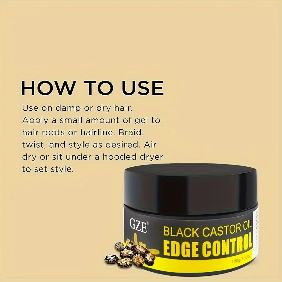 Black Castor Extra Hold Braid, Loc, Twist Gel, Tames Frizz & Edges, Coconut Oil Edge Control