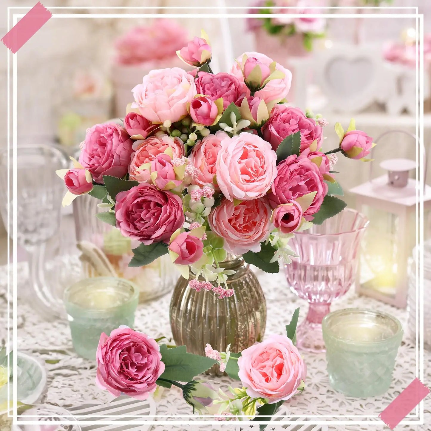 4-20 Bundles Artificial Peonies Flower Boho Faux Flower Artificial Centerpiece Spring Bouquet Floral Wedding Decoration for Vase