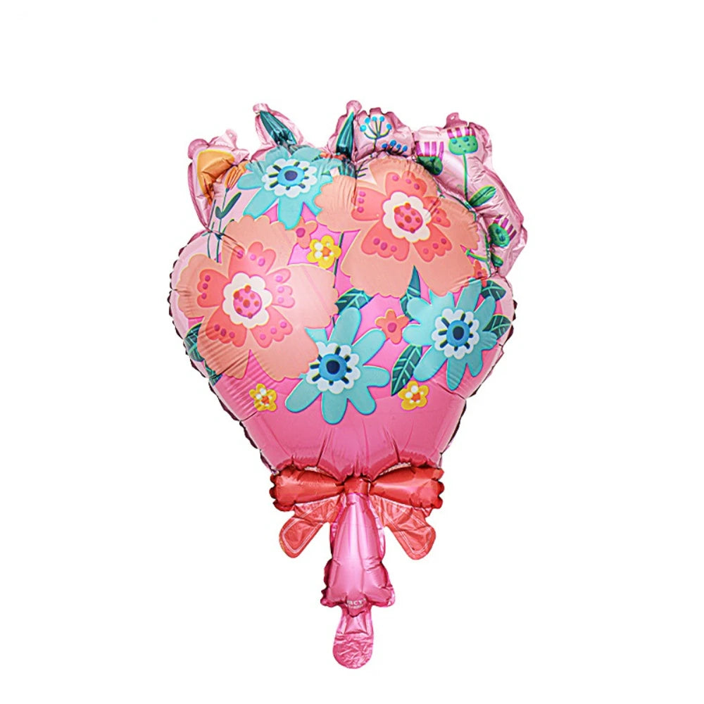 Cute Bear Foil Balloons with Flowers – Valentine’s, Wedding, Anniversary & Birthday Decoration