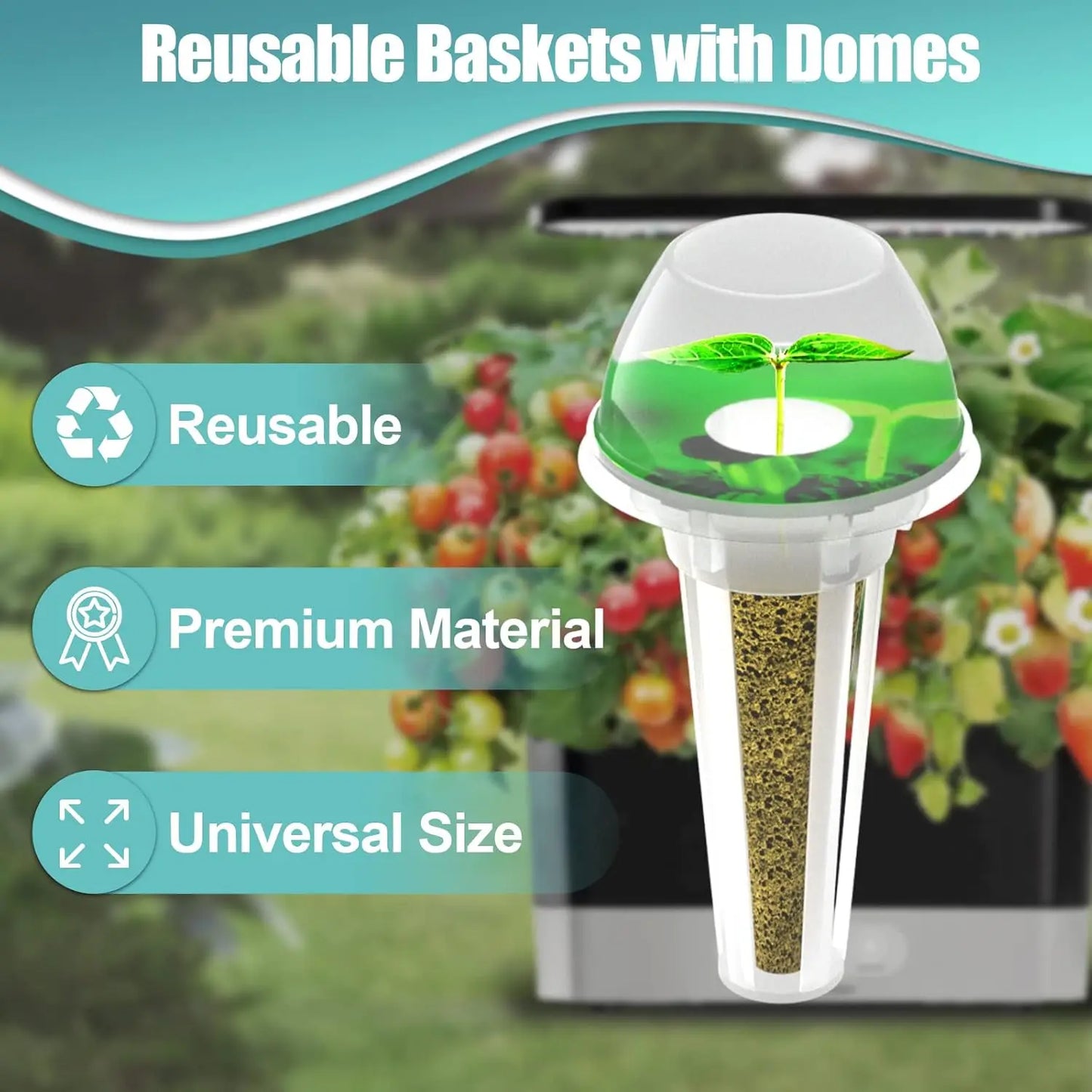 Hydroponic Grow Baskets – Seed Pod Holders Compatible with AeroGarden & Sponge Starter Pods