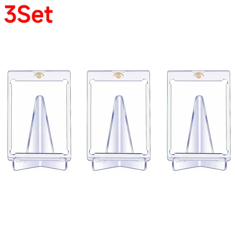 10-1PCS Magnetic Cards Holder for Trading Card Support Set Arcylic Triangle Card Display Stand Waterproof Transparent Protector