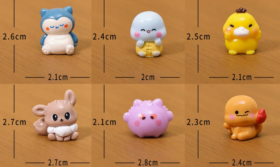 6‑Piece Pokémon Mini Figure Set – Pikachu, Charmander, Bulbasaur Luminous Q‑Version Toys