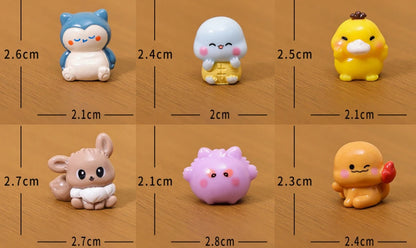 6‑Piece Pokémon Mini Figure Set – Pikachu, Charmander, Bulbasaur Luminous Q‑Version Toys