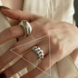 925 Sterling Silver Rings For Women Men Fine Jewelry Finger Adjustable Open Vintage Chain Ring