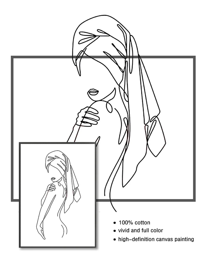 Sexy Female Body Art Print Naked Nude Canvas Poster Line Drawing Prints Abstract Woman Wall Art Painting Pictures Bedroom Decor