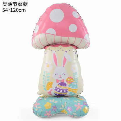 Cute Easter Egg Bunny Standing Balloon Easter Decoration Large Bunny Foil Balloon Kids Party Favor Gift