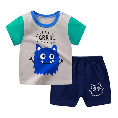 Baby Boys Girls Cartoon T Shirt + Shorts Set Cute Cartoon Pajama Set