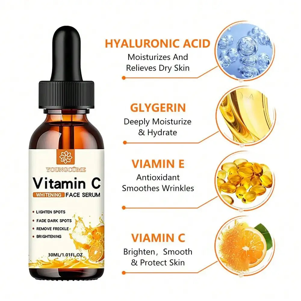 Vitamin C & Hyaluronic Acid Facial Essence – Dark Spot Corrector, Moisturizing & Anti‑Aging Serum (30ml)