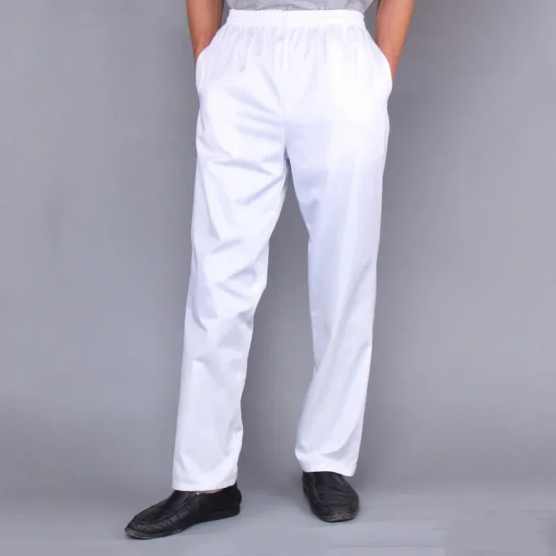 Chef Pants Men Restaurant Kitchen Work Pants Unisex Elastic Cook Workwear Chili Cutlery Kitchenware Breakfast Working Pants