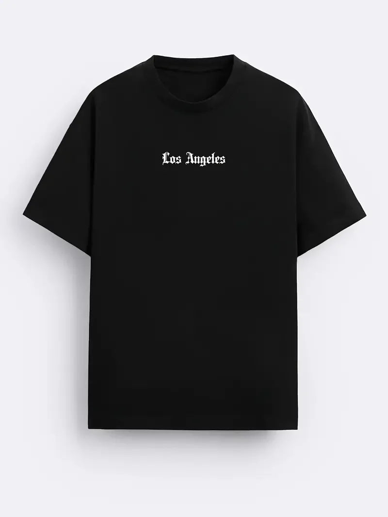 Men’s LA Graphic Tee – 100% Cotton Loose Fit Summer Shirt