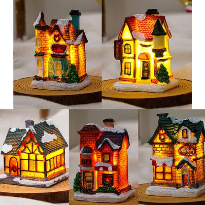 New year Decoration LED Night Light Christmas Luminous House Sculpture Ornament