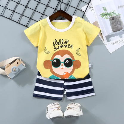 2Pc Children's Boys Girl T-shirt Shorts Summer Sets