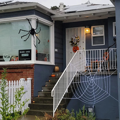1.5/2.5m Giant Spider Webs Halloween Decorations,White Black Spider Web for House,Large Horror Stretchy Cobweb for Outdoors