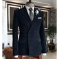 Men’s Slim‑Fit Corduroy Double‑Breasted Suit Set