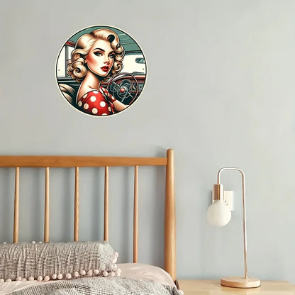 Vintage Pin-up Art Deco Sign: Aluminum Metal 20.32x20.32cm - Perfect for Garage, Bar, Bathroom, Bedroom, Music Room, Man Cave, R