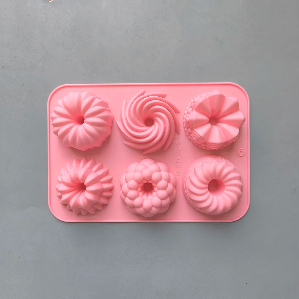 1/3pcs Silicone Donut Baking Molds,Multicolor Doughnut Pans,6-Cavity Designs Donut Flower And Swirl Shaped,Suitable for Baking