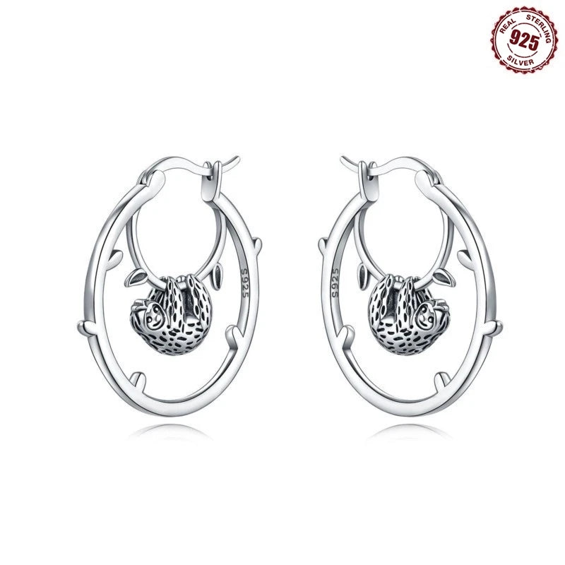 925 Sterling Silver Hoop Earrings Simple Sleeping Cat Earrings For Engagement Wedding Party Birthday Jewelry Gift