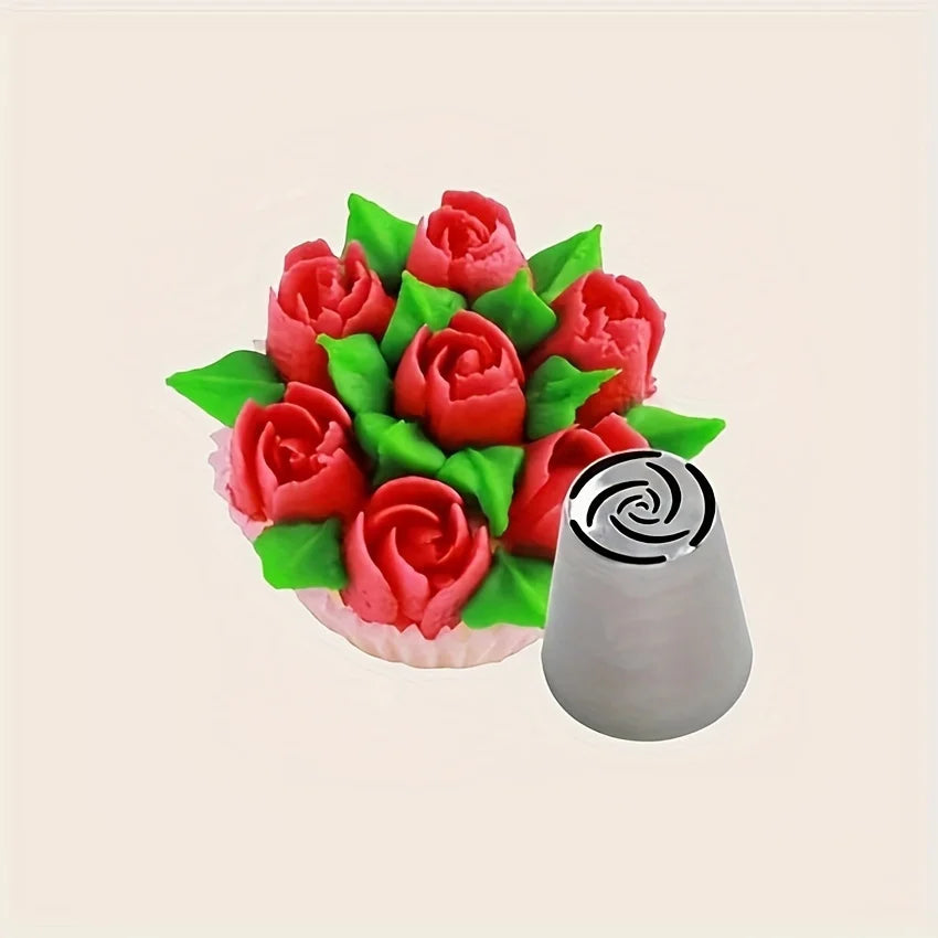 4pcs Stainless Steel Piping Nozzles Set - Vibrant Floral & Leaf Designs for Cupcake Decorating Perfect for DIY Desserts & Baking