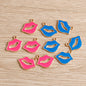 10pcs Mix Cute Enamel Women Lips Lipstick Charms Pendants for Jewelry Making Earrings Necklace Bracelets DIY Crafts Supplies
