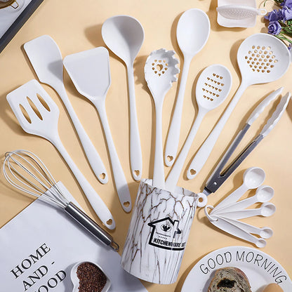 Pink 18Pcs Food Grade Silicone Kitchen Cookware Utensils Set