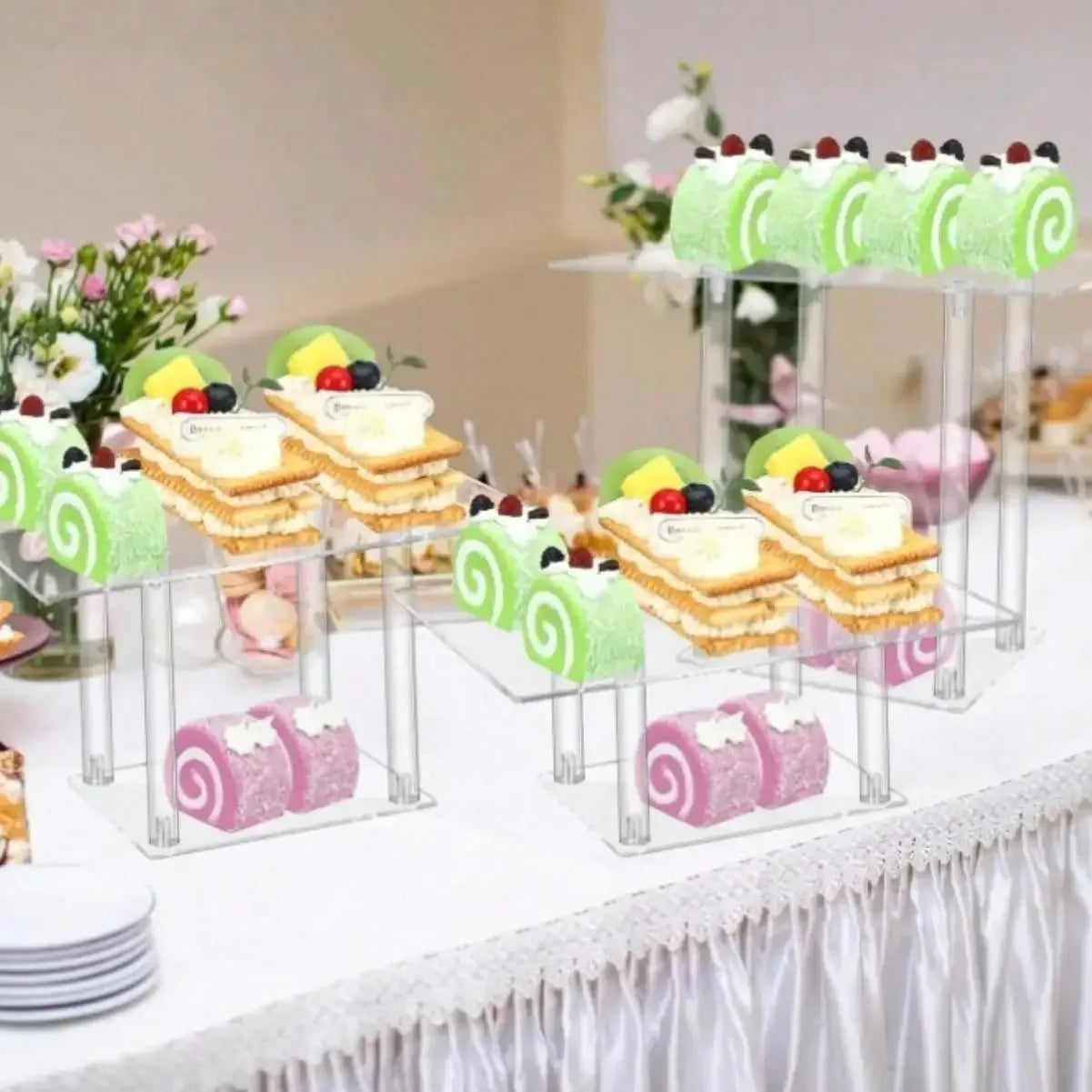 3/1Pcs Acrylic Clear Cupcake Stand Dessert Display Riser Donut Cupcake Stand Holder Display Risers for Figures Dessert Shelves