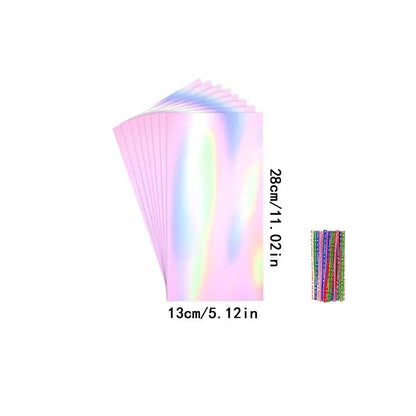 15/30/60pcs rainbow colored cellophane gift bag with tie, holographic cellophane gift bag for candy biscuits birthday gift