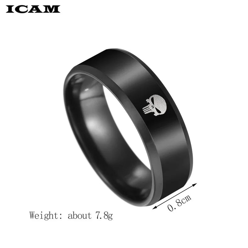 ICAM Stainless Steel Men Rings Skull Devil Punk Rock Hip Hop Jewelry Creativity Gift For Biker Male Boyfriend