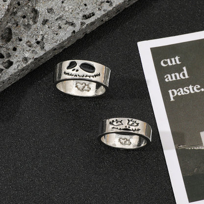 Nightmare Before Christmas Couple Rings Jack Sally Matching Band Unique Creative Fashion Jewelry Gift for Her Anniversary Love