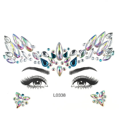 3D Sexy Face Tattoo Crystal Stickers Temporary Tattoos Glitter Fake Tattoo Rhinestones Masquerade Women Party Face Jewels Tattoo