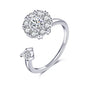 Fidget Spinner Ring Anxiety for Women Multiple Crystal Flower Eye Butterfly Animal Ring Rotate Anti Stress Wedding Jewerly