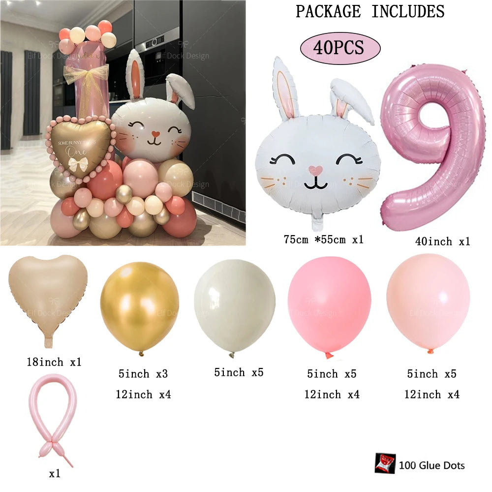 Easter Bunny Balloon with a Number for Kds Celebration