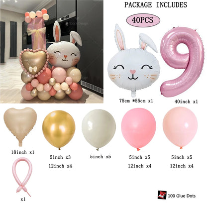 Easter Bunny Balloon with a Number for Kds Celebration