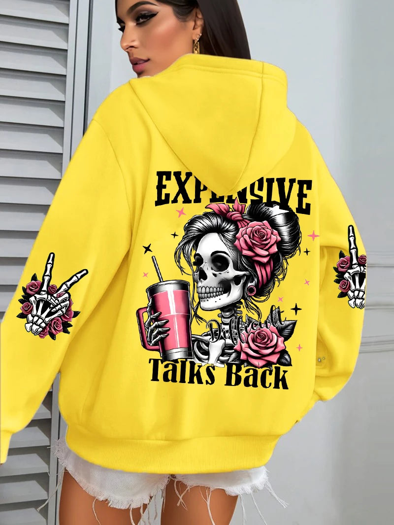 Women's Loose Multicolor Pullovers Fleece Pocket Hoody