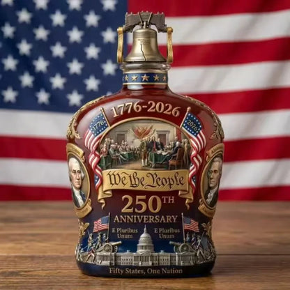 Hand-Painted 'We the People' 250th Anniversary Decanter Commemorative American Historical Liquor Bottle 1776-2026 Collectible It