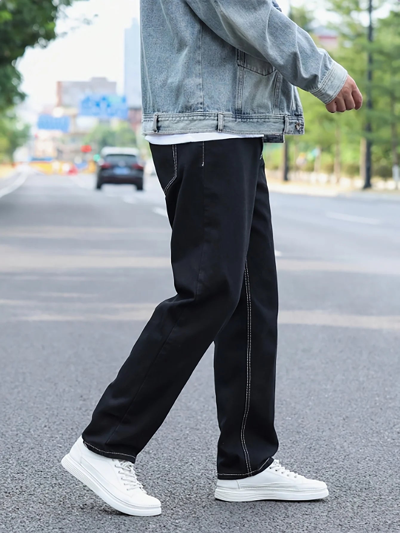 Men's jeans Men's loose straight leg jeans Top Knitted loose wide leg jeans Jeans