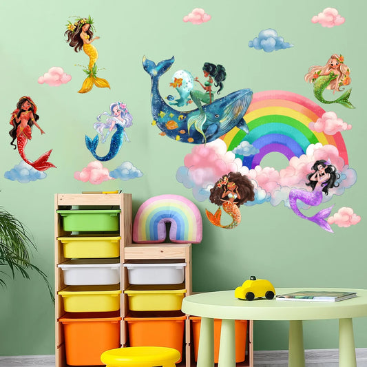 Rainbow Mermaid Wall Stickers for Baby and Children's Room Decoration Self   Adhesive Wall Stickers Suitable for Children's Room