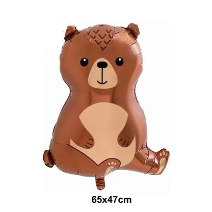 Woodland Animals Foil Balloon Set – Fox, Hedgehog, Raccoon, Deer & Bear Forest Theme Party Decor