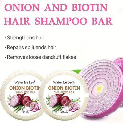 Onion & Biotin Shampoo Bar – 60g Moisturizing, Smoothing Hair Soap with Rosemary Extract