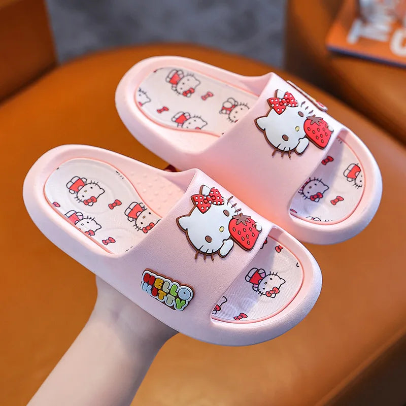 Sanrio Hello Kitty Summer Slippers - Cute Kuromi and Cinnamoroll Designs, Anti-Slip Indoor Bathroom Slippers, Cartoon Outdoor Sandals